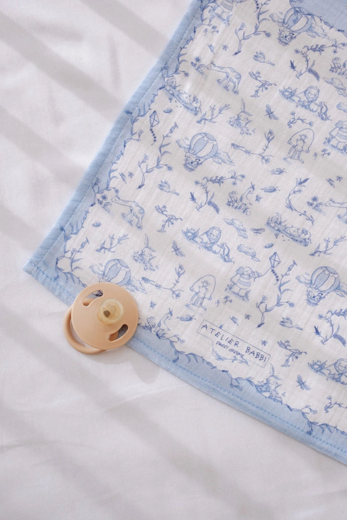 Toile De Jouy Muslin Cloth - Blue