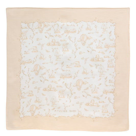 Toile De Jouy Muslin Swaddle - Beige