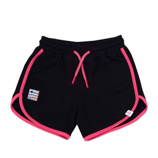 Retro Pink Striped Black Shorts