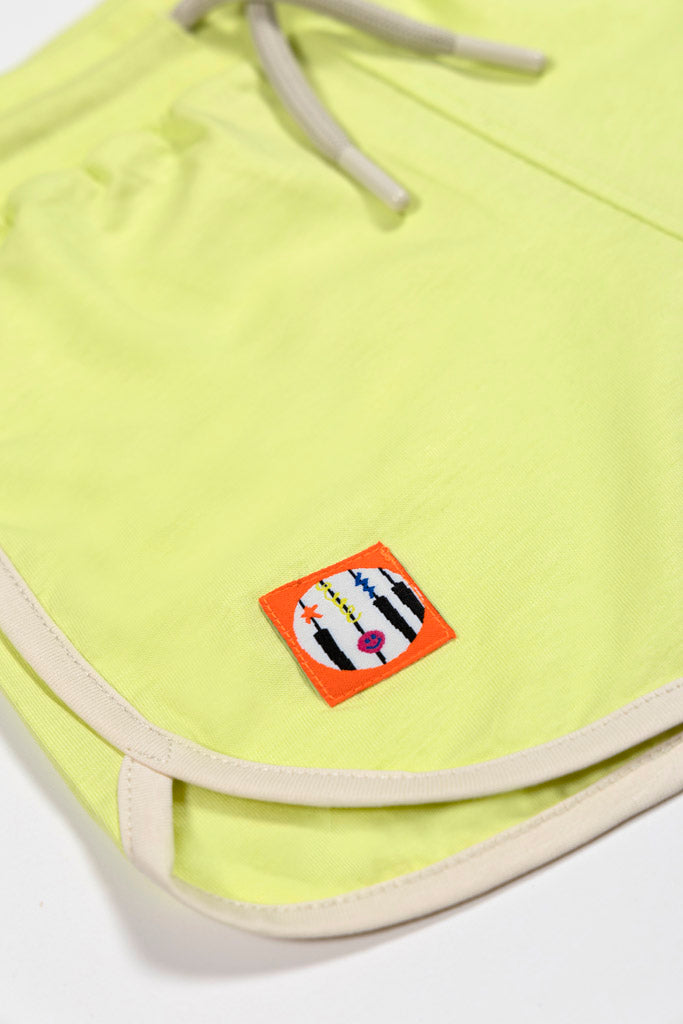 Retro Ecru Striped Lime Shorts