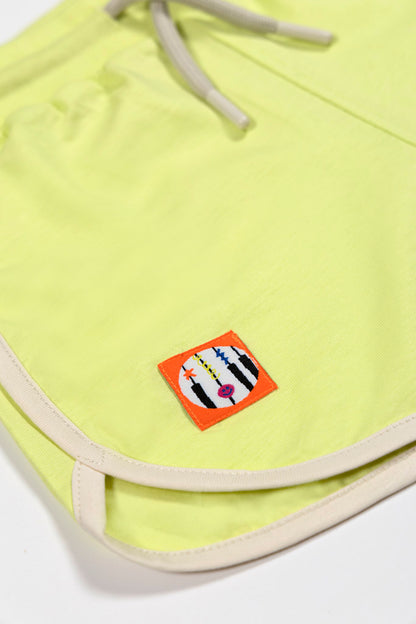 Retro Ecru Striped Lime Shorts