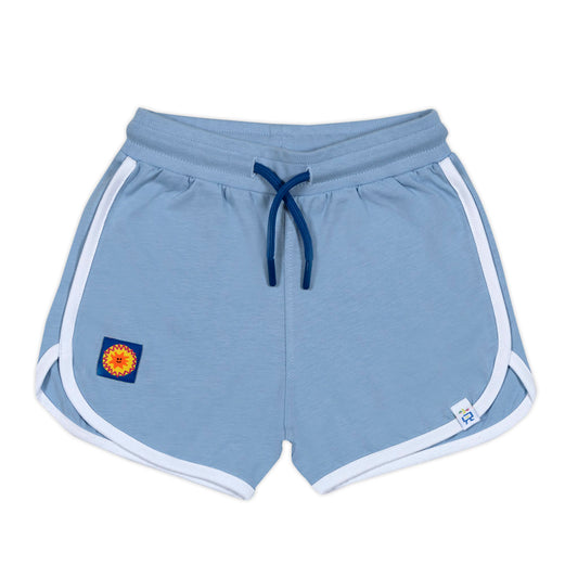 Retro White Striped Blue Shorts