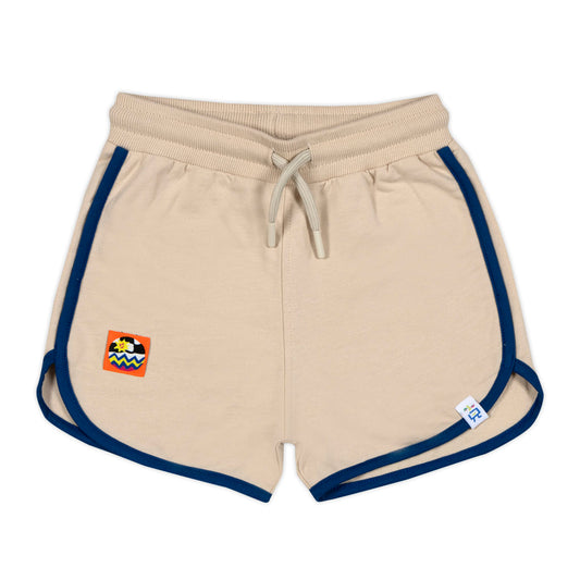 Retro Blue Striped Beige Shorts