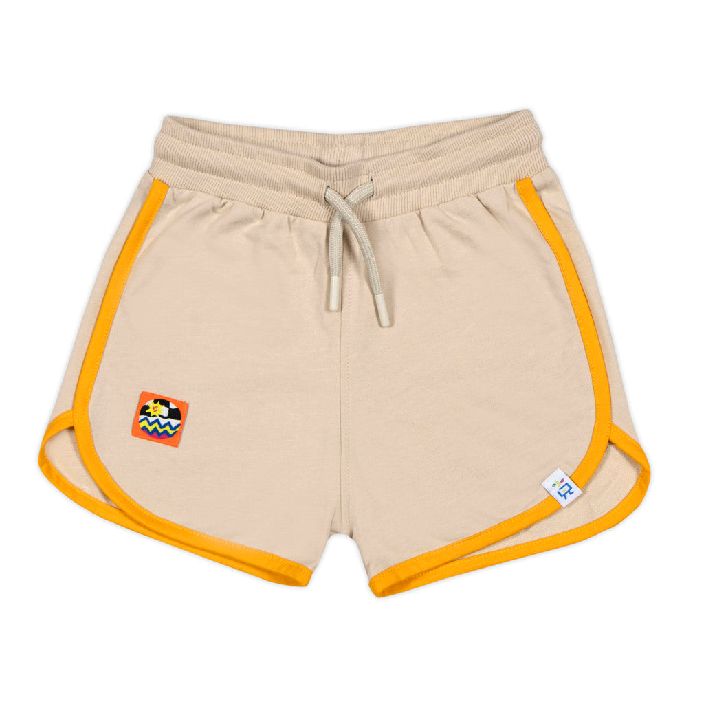 Retro Orange Striped Beige Shorts