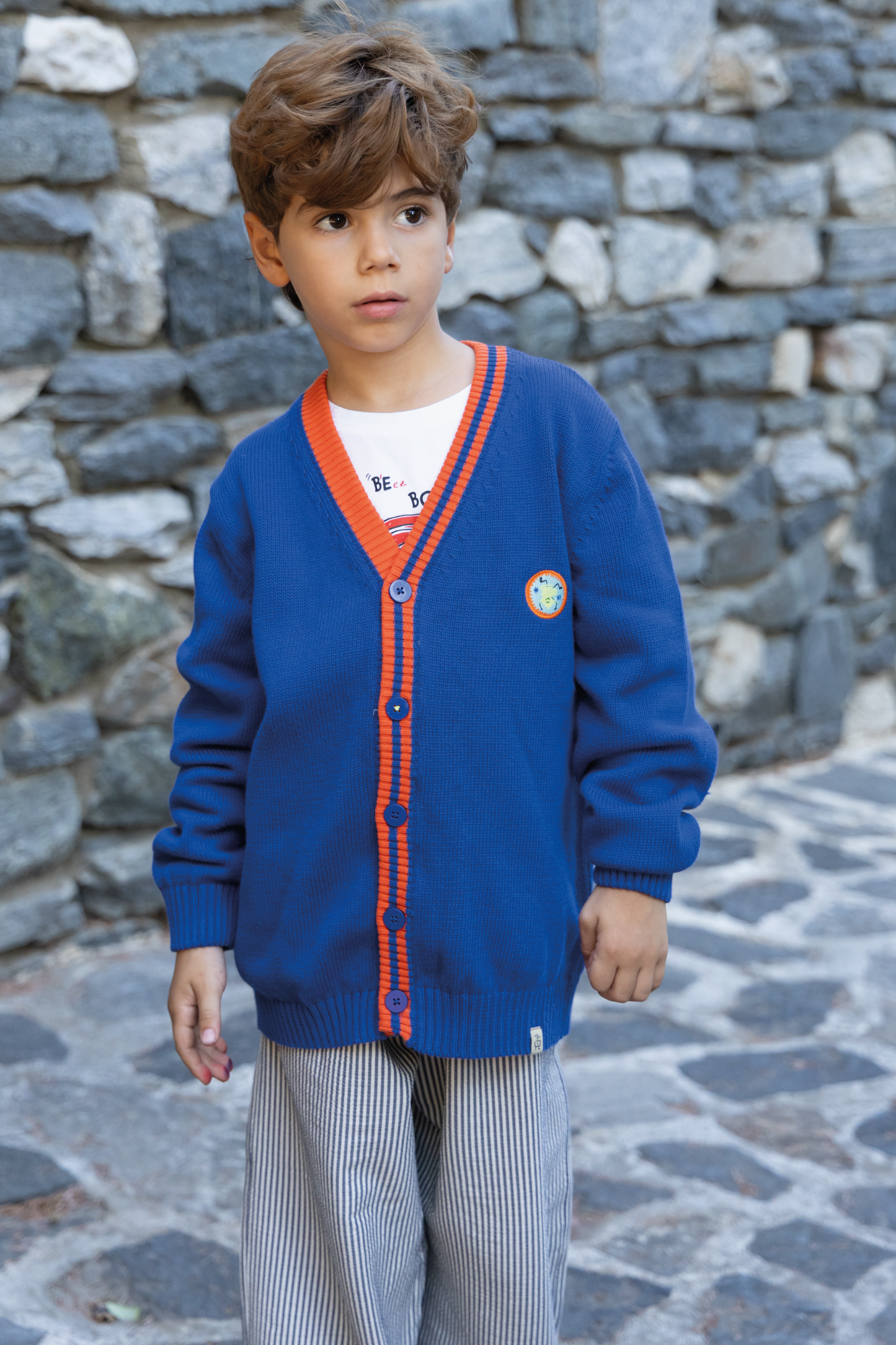 Blue Stripes Knitted Cardigan