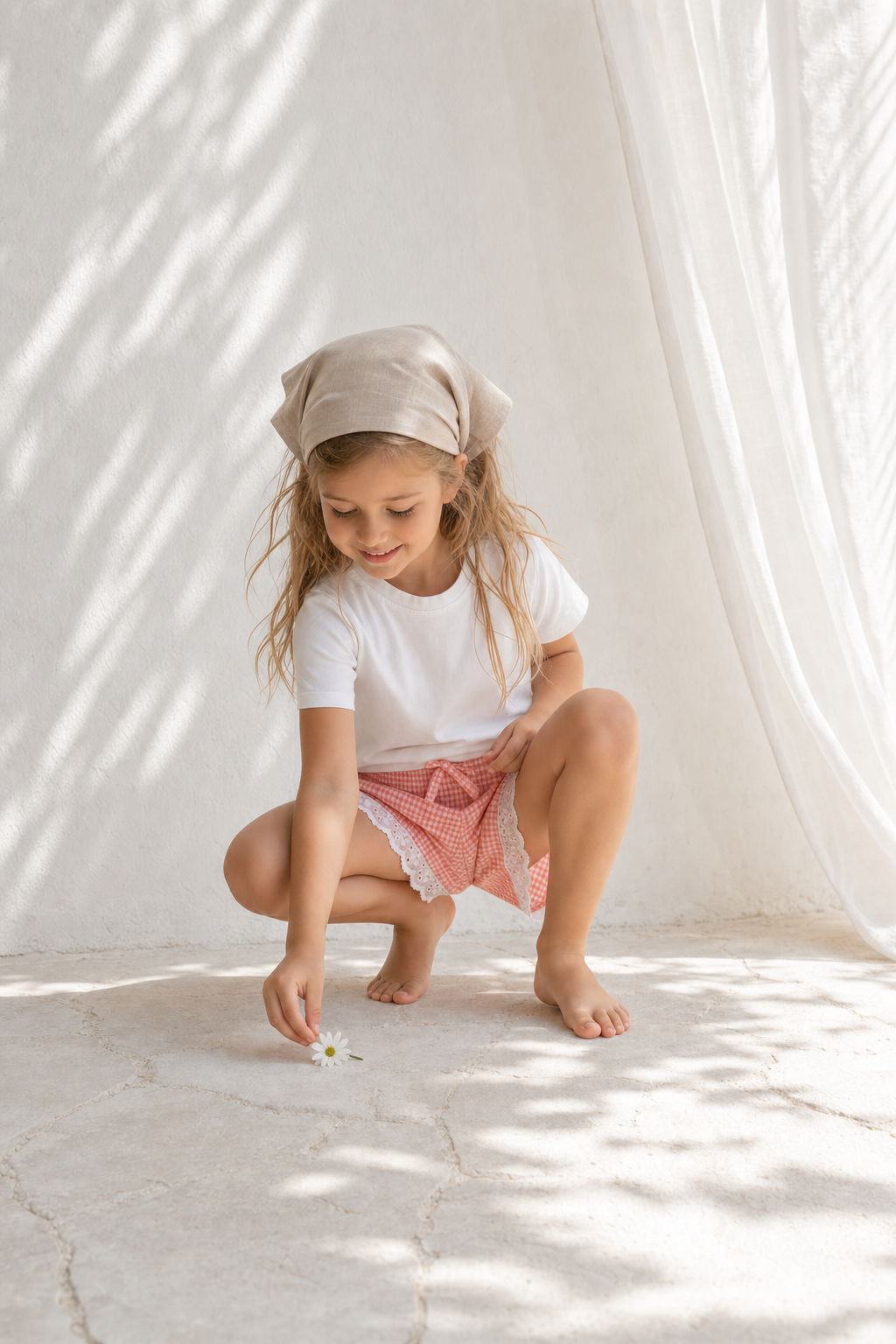 Coral Lace Shorts - Gingham