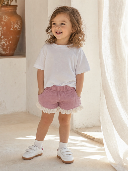 Dusty Pink Lace Shorts -  Gabriella