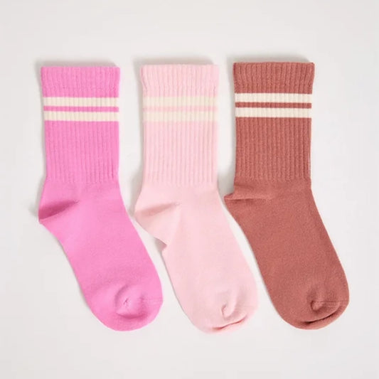 Stripe Crew Socks - Pink Mix