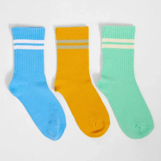 Stripe Crew Socks - Yellow Mix