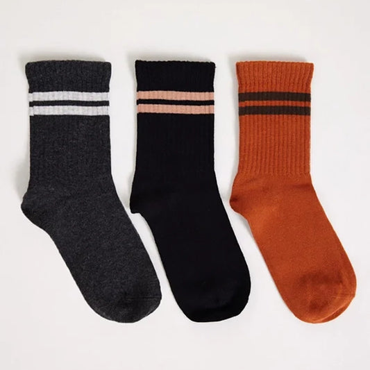 Stripe Crew Socks - Black Mix