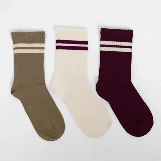 Stripe Crew Socks - Off-White Mix