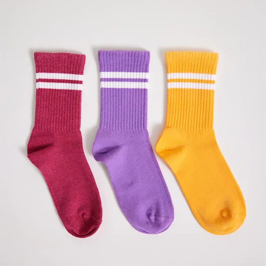 Stripe Crew Socks - Orange Mix