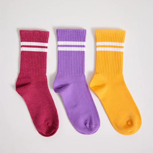 Stripe Crew Socks - Orange Mix