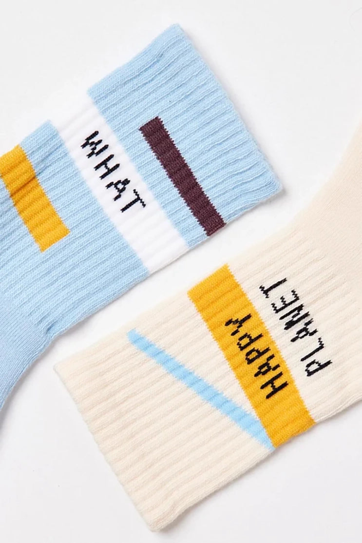 Motto Crew Socks - Blue