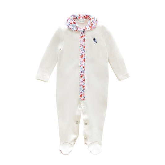 Little Blossom Footed Onesie - Red