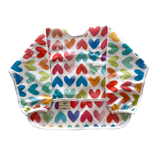 Long-Sleeve Bib - Colored Hearts