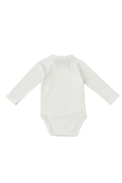 Long Sleeve Kimono Bodysuit - White