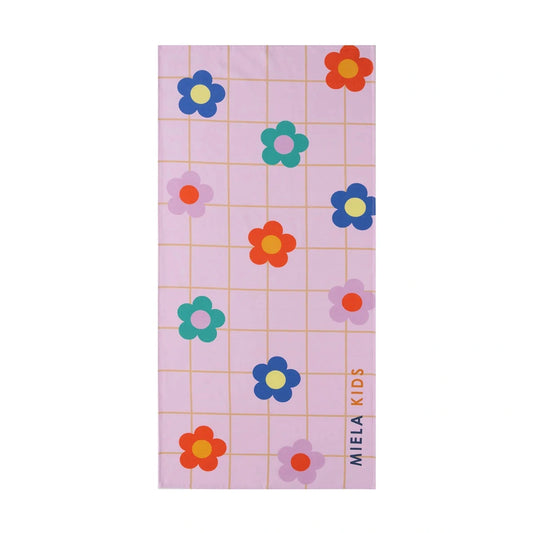 Grid Flowers - Beach Towel