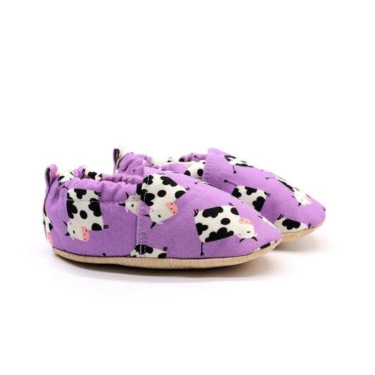 Non-Slip Moccasins - Purple Cow