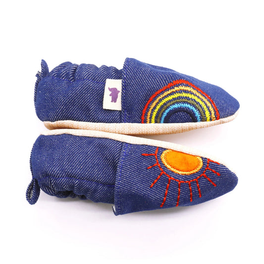 Non-Slip Moccasins - Sun & Rainbow