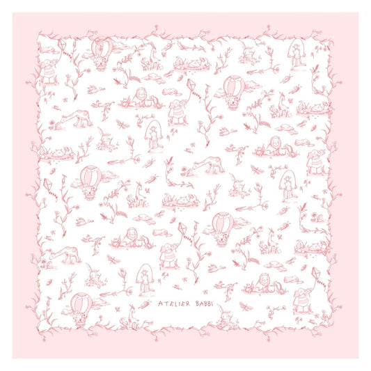 Toile De Jouy Muslin Swaddle - Pink